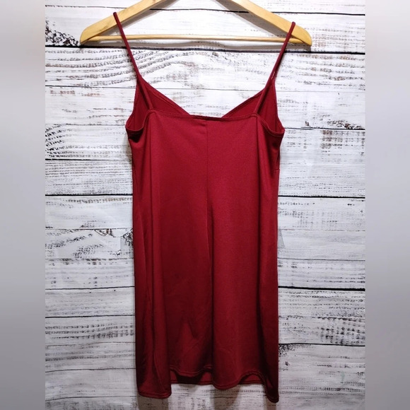 Wanted Spaghetti Strap Mini Dress in Wine Red size Medium Y2K 90's Slinky Beaded - Picture 5 of 6